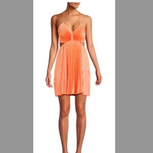 NEW ALC Ari Back Tie Pleated Mini Dress - Orange